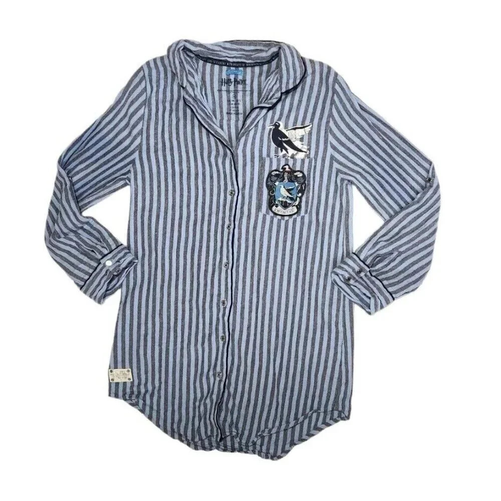 Harry Potter C. Chang Ravenclaw Blue Gray Nightshirt Pjs Size Medium 100% Cotton